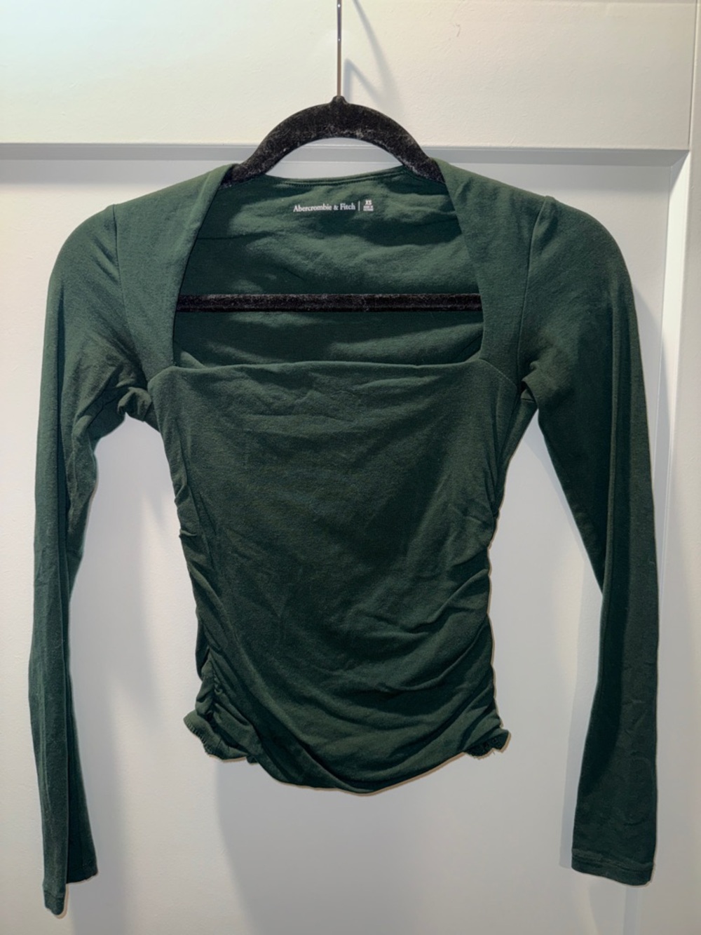 Abercrombie & Fitch Dark Green Square Neck Long Sleeve Top